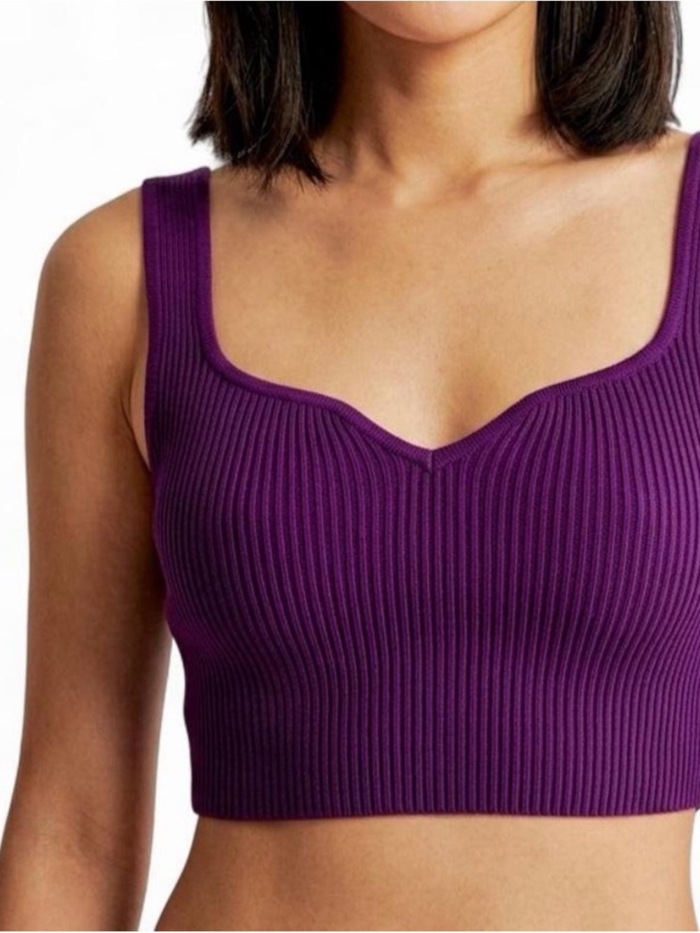 Aritzia Babaton Purple Ribbed Crop Tank Top Summer Top Festival Wear- XS